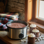 Crock Pot Hot Chocolate served warm with whipped cream and marshmallows