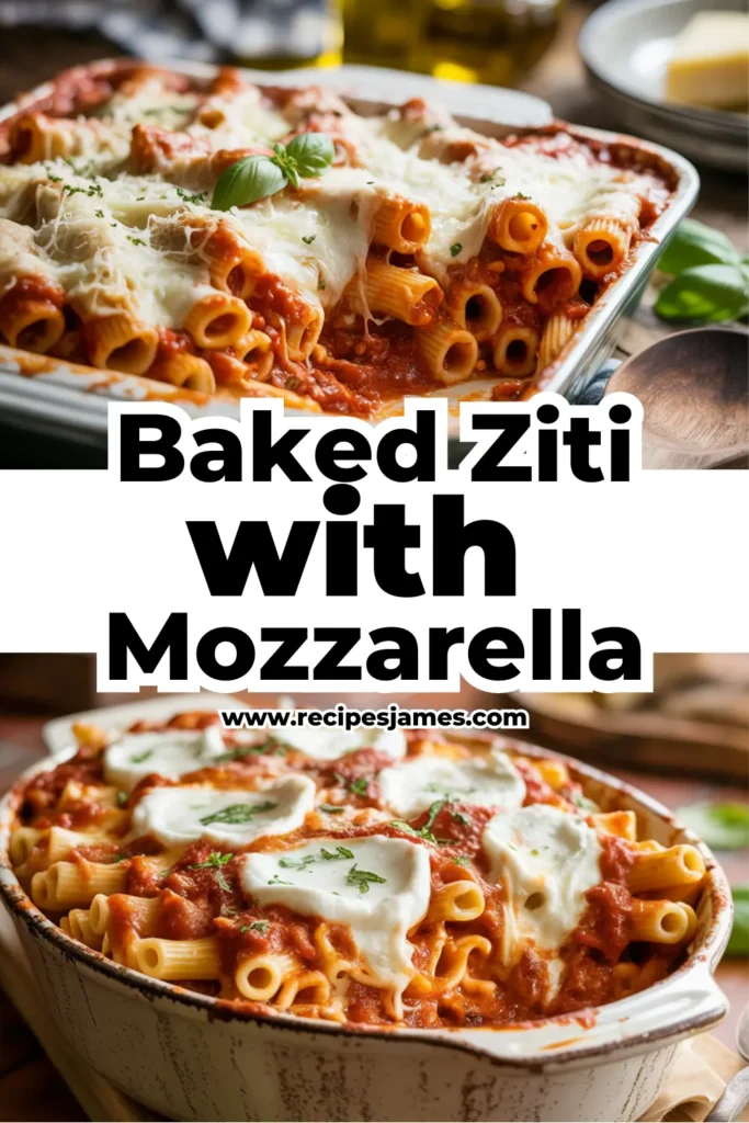 Baked Ziti with Mozzarella (Easy Family Dinner) 2 Baked Ziti with Mozzarella (Easy Family Dinner)