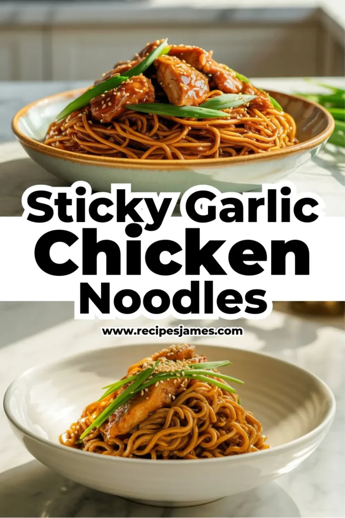 Sweet & Savory Garlic Chicken Noodles 2 Sticky Garlic Chicken Noodles