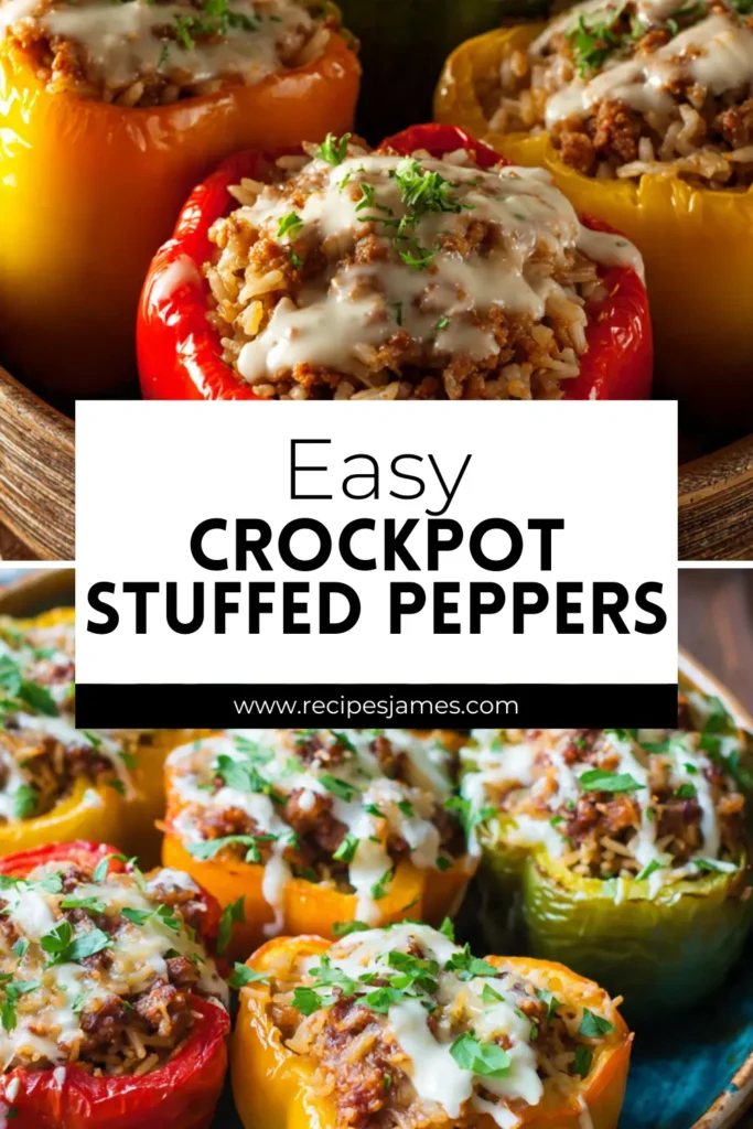 Easy Crockpot Stuffed Peppers (Healthy & Delicious) 2 Easy Crockpot Stuffed Peppers (Healthy & Delicious)