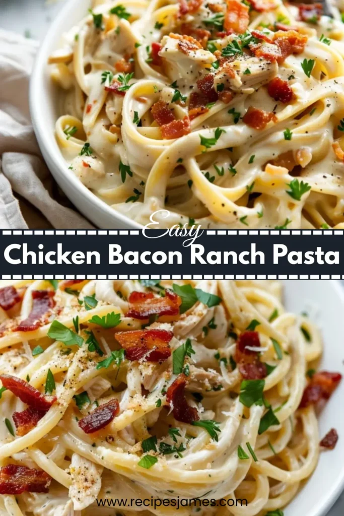 Chicken Bacon Ranch Pasta (Creamy & Cheesy) 2 Chicken Bacon Ranch Pasta (Creamy & Cheesy)