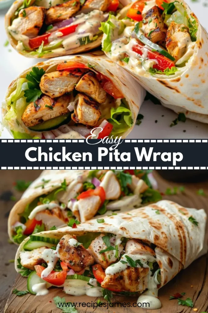 Chicken Pita Wrap (Healthy & Easy Lunch) 2 Chicken Pita Wrap (Healthy & Easy Lunch)