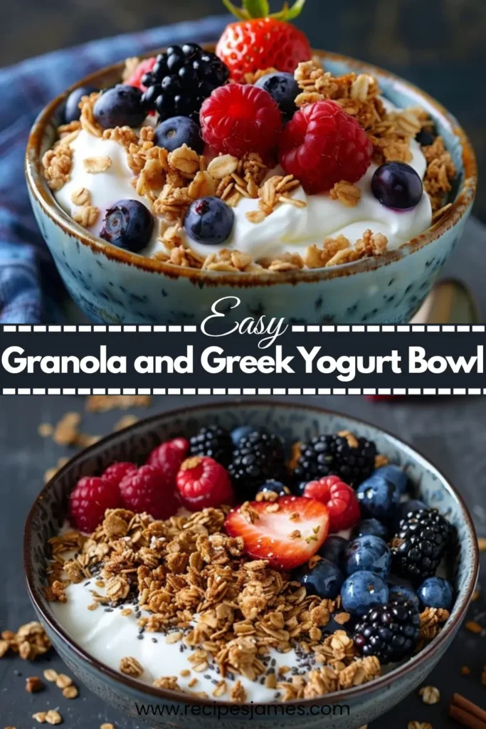 Granola and Greek Yogurt Bowl (Healthy & Easy) 2 Granola and Greek Yogurt Bowl (Healthy & Easy)