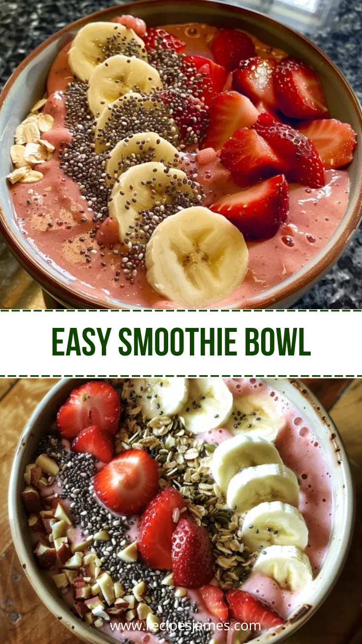 Home 42 Easy Strawberry Banana Smoothie Bowl Thick and Creamy