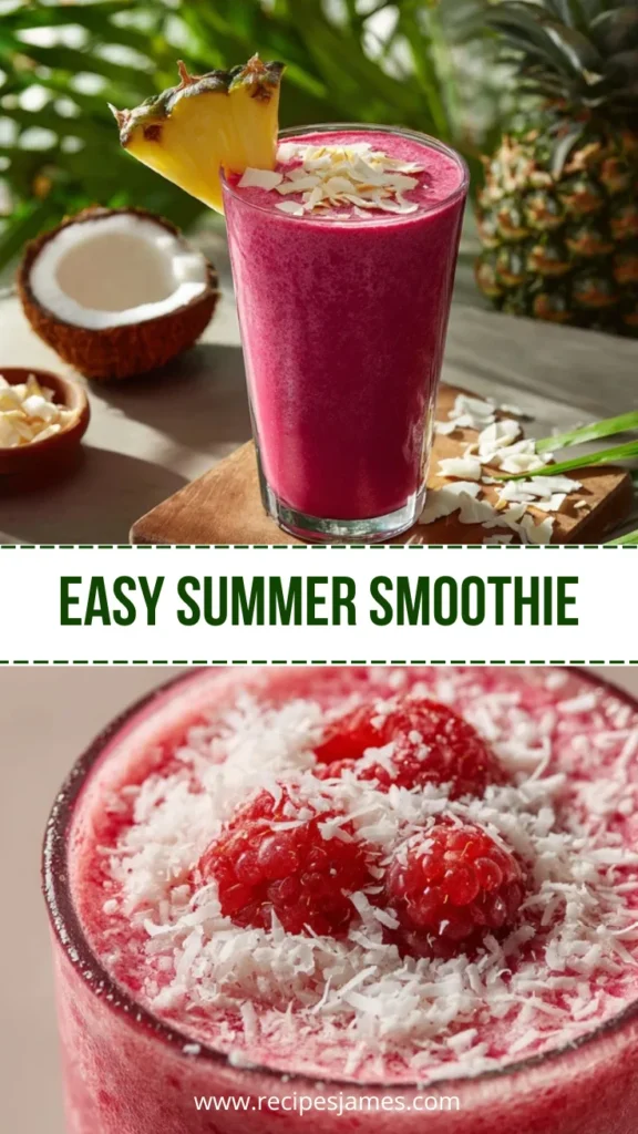 Raspberry Colada Twist Tropical Creamy Drink 2 Easy Summer Smoothie