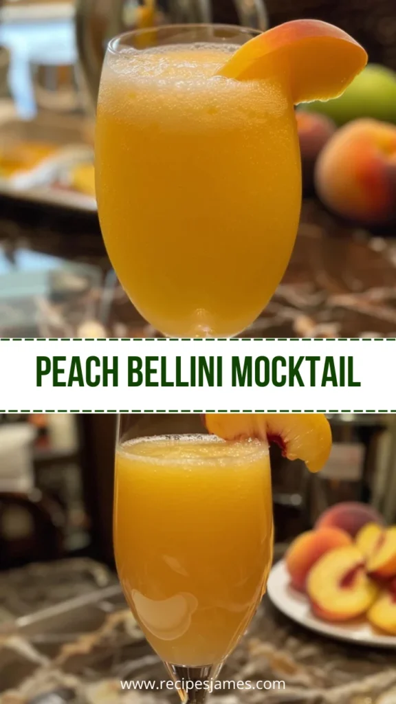 Non Alcoholic Peach Bellini Easy Mocktail Recipe 2 Peach Bellini Mocktail