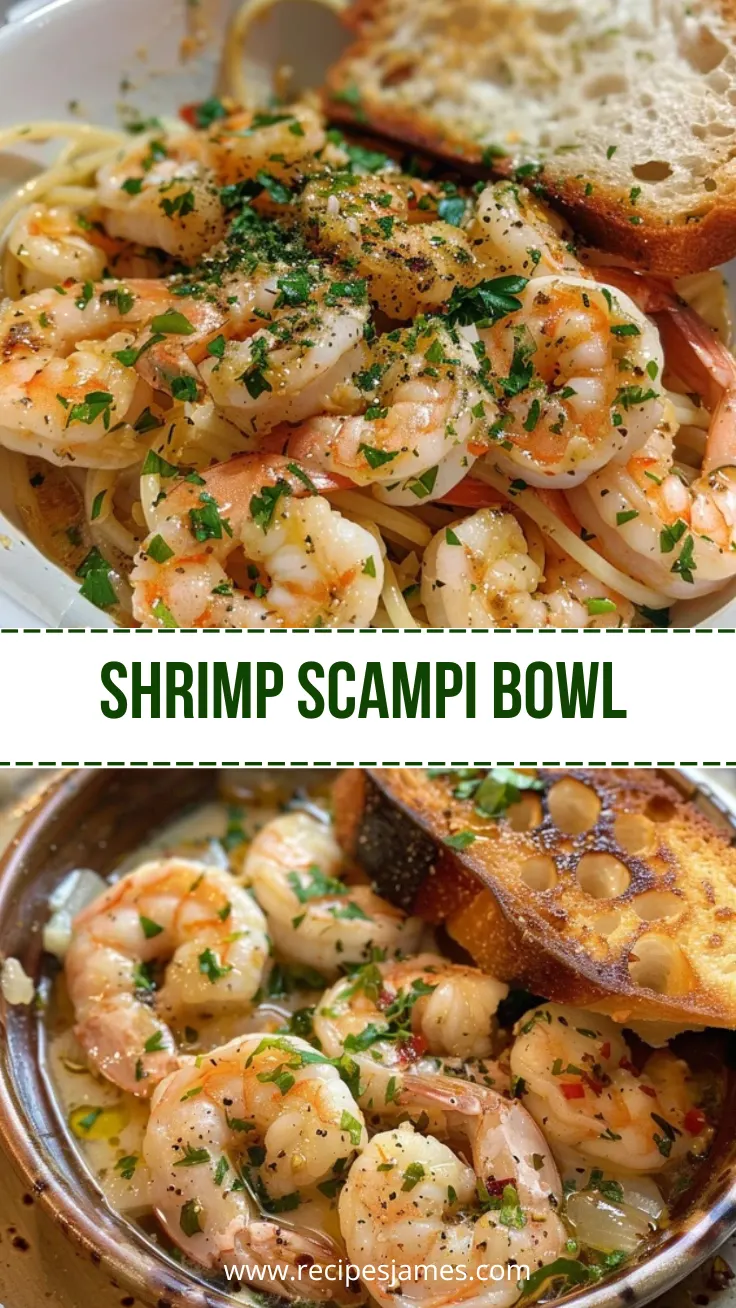 Home 44 Shrimp Scampi Bowls with Garlic Bread Easy Dinner Recipe