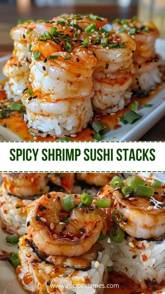 Spicy Shrimp Sushi Stacks Easy No Roll Sushi Recipe 2 Spicy Shrimp Sushi Stacks