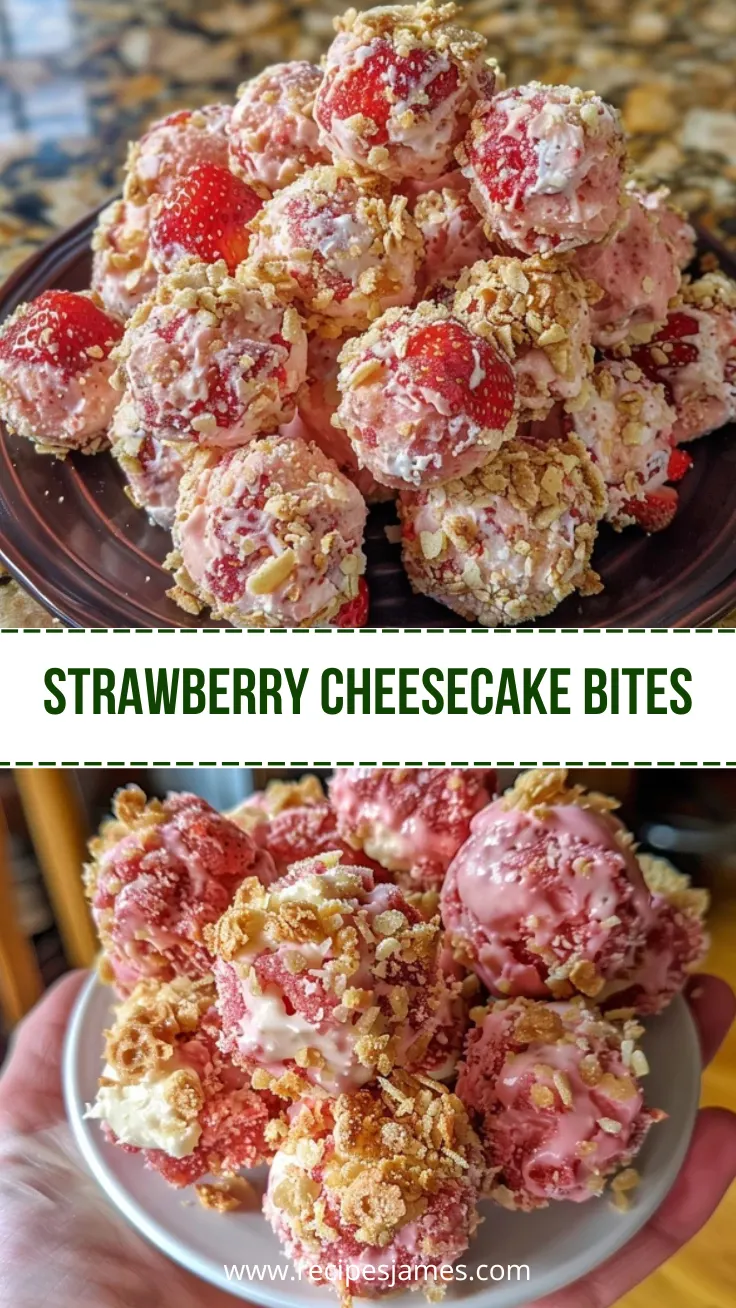 Home 43 Strawberry Cheesecake Crunch Bites Easy No Bake Dessert