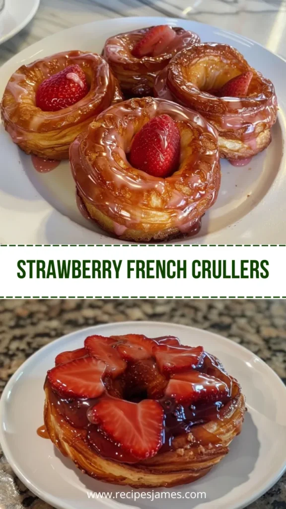 Strawberry Glazed French Crullers Easy Donut Recipe 2 Strawberry French Crullers