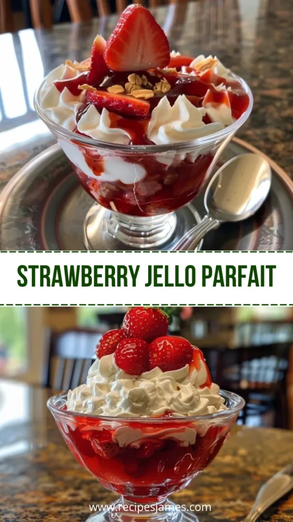 Pretty Jell-O Strawberry Parfait Easy No Bake Dessert 2 Strawberry Jello Parfait
