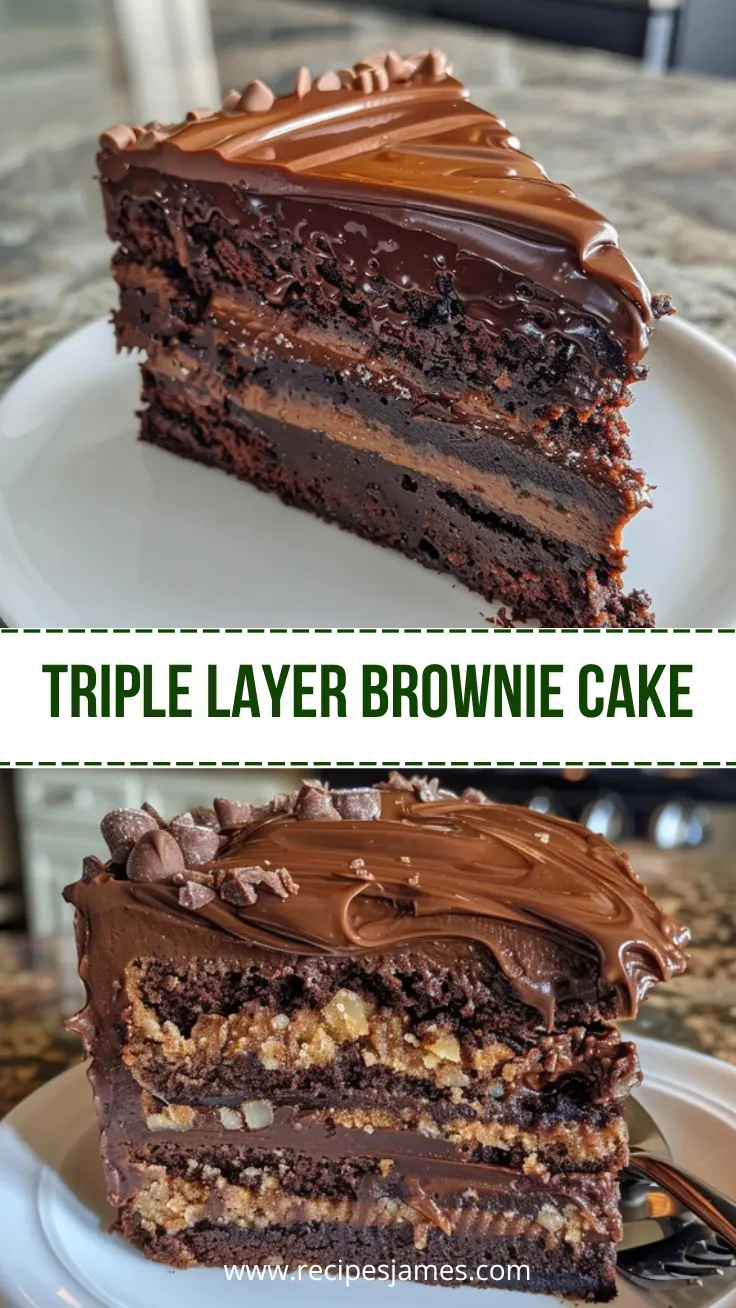 Home 41 Fudgy Triple Layer Brownie Cake Ultimate Chocolate Dessert