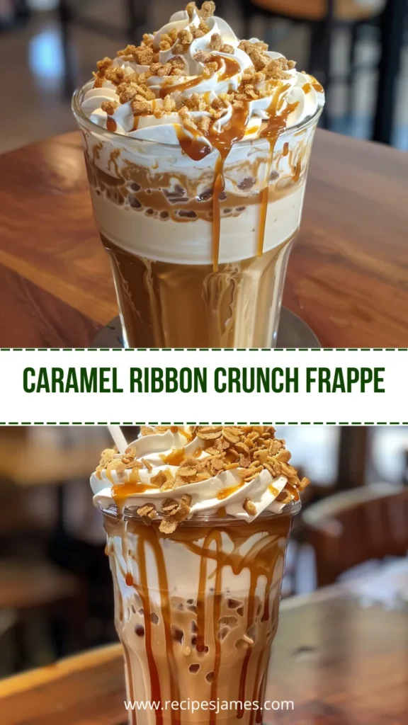 Caramel Ribbon Crunch Frappe Recipe (Easy Homemade Coffee Drink) 2 Caramel Ribbon Crunch Frappe