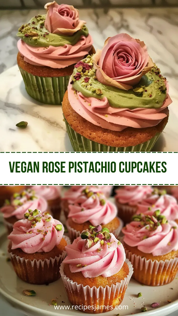 Home 30 Vegan Mini Rose Pistachio Cupcakes (Elegant Floral Dessert)