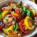 Heirloom Tomato Salad with Fresh Basil and Balsamic 3 Heirloom Tomato Salad with Fresh Basil and Balsamic