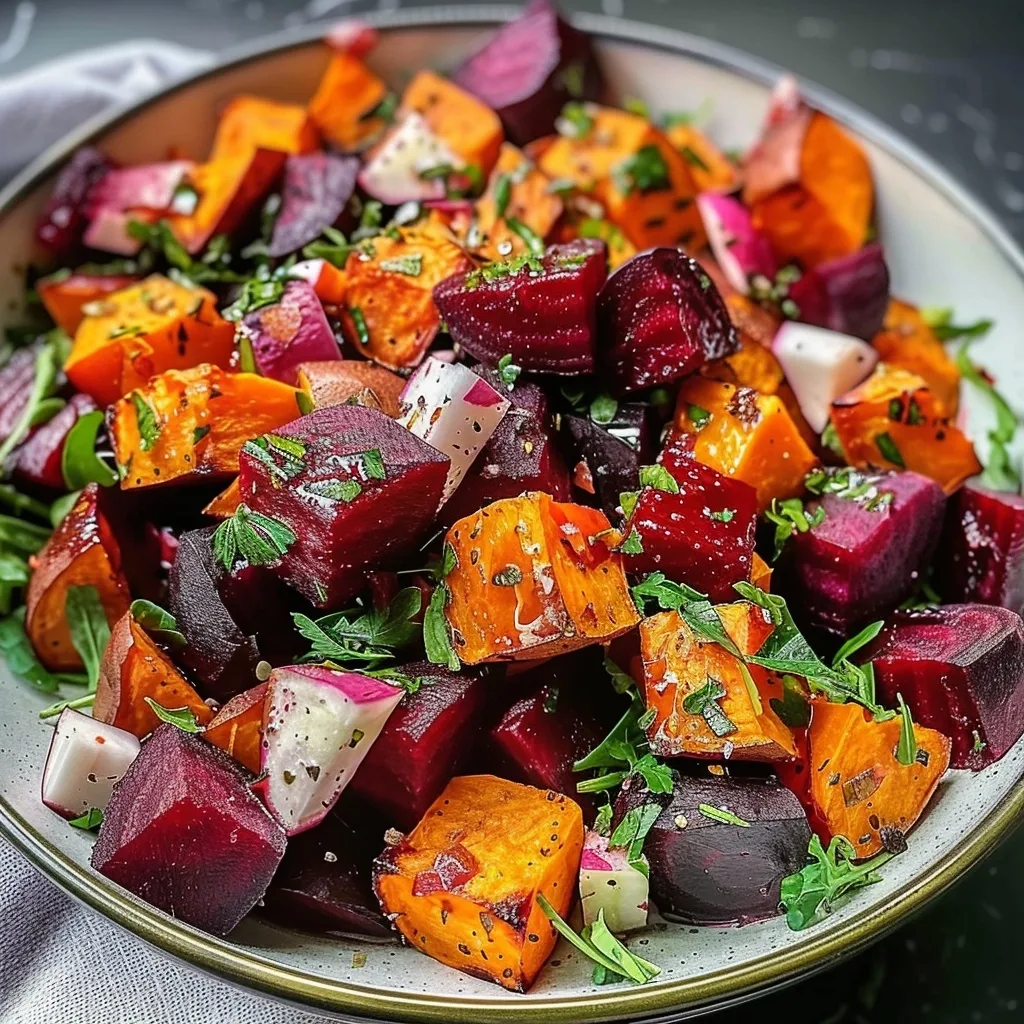 Home 47 Roasted Beet and Sweet Potato Salad with Flavorful Notes