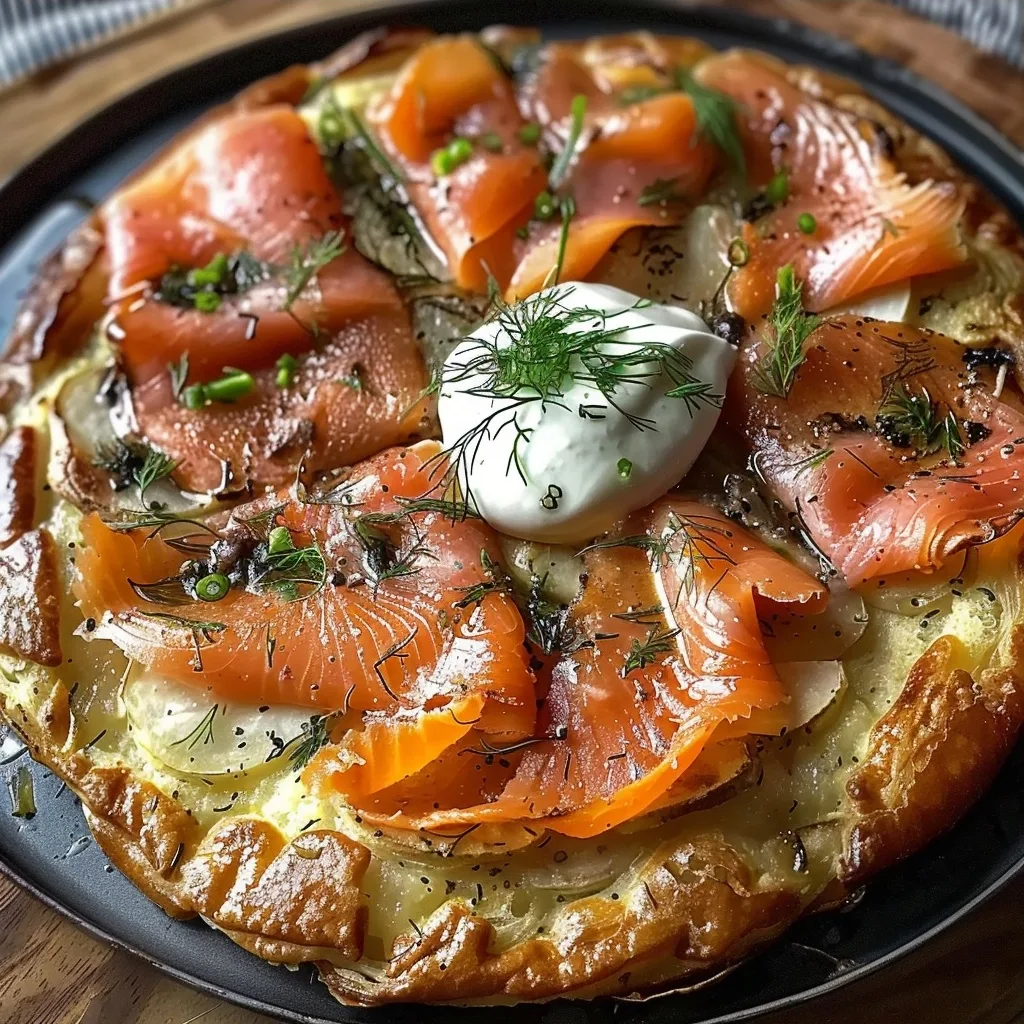 Home 42 Crispy Potato Galette with Smoked Salmon & Crème Fraîche