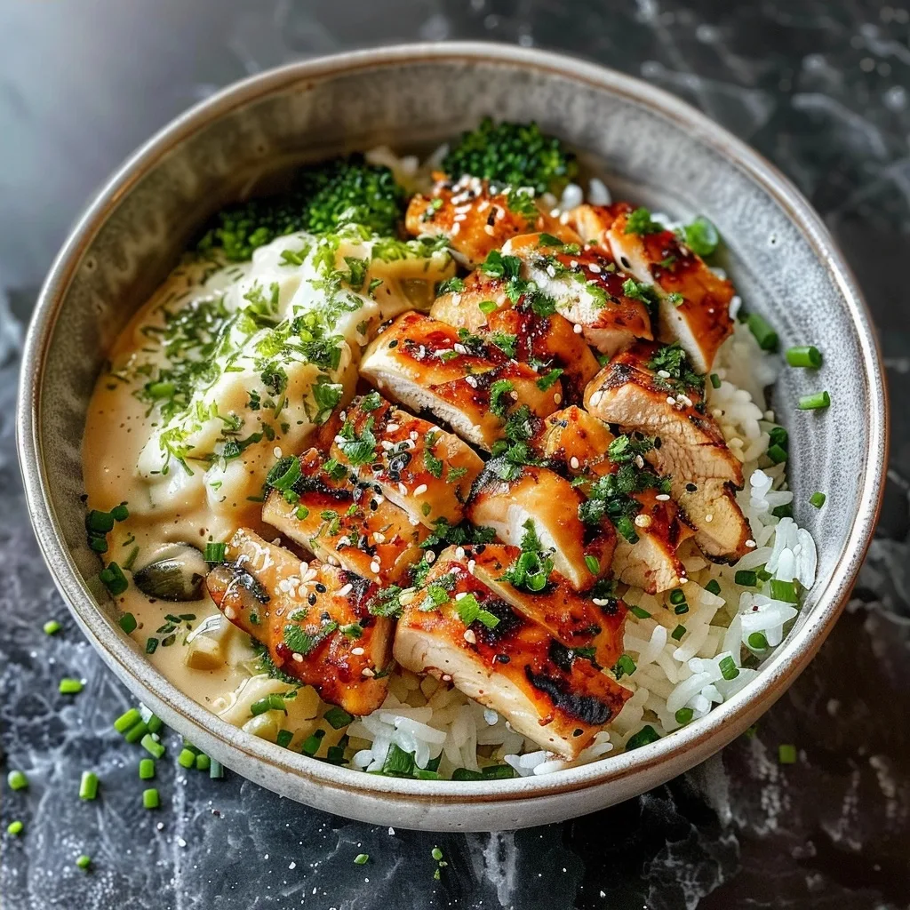 Home 43 Garlic Chicken Rice Bowls: Creamy One-Pan Supper with Parmesan and Mozzarella