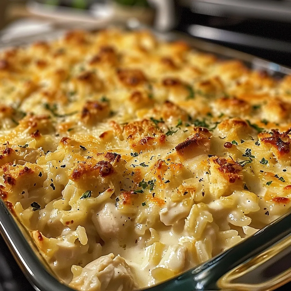 Home 39 Chicken Alfredo Rice Bake with Cheesy Comfort
