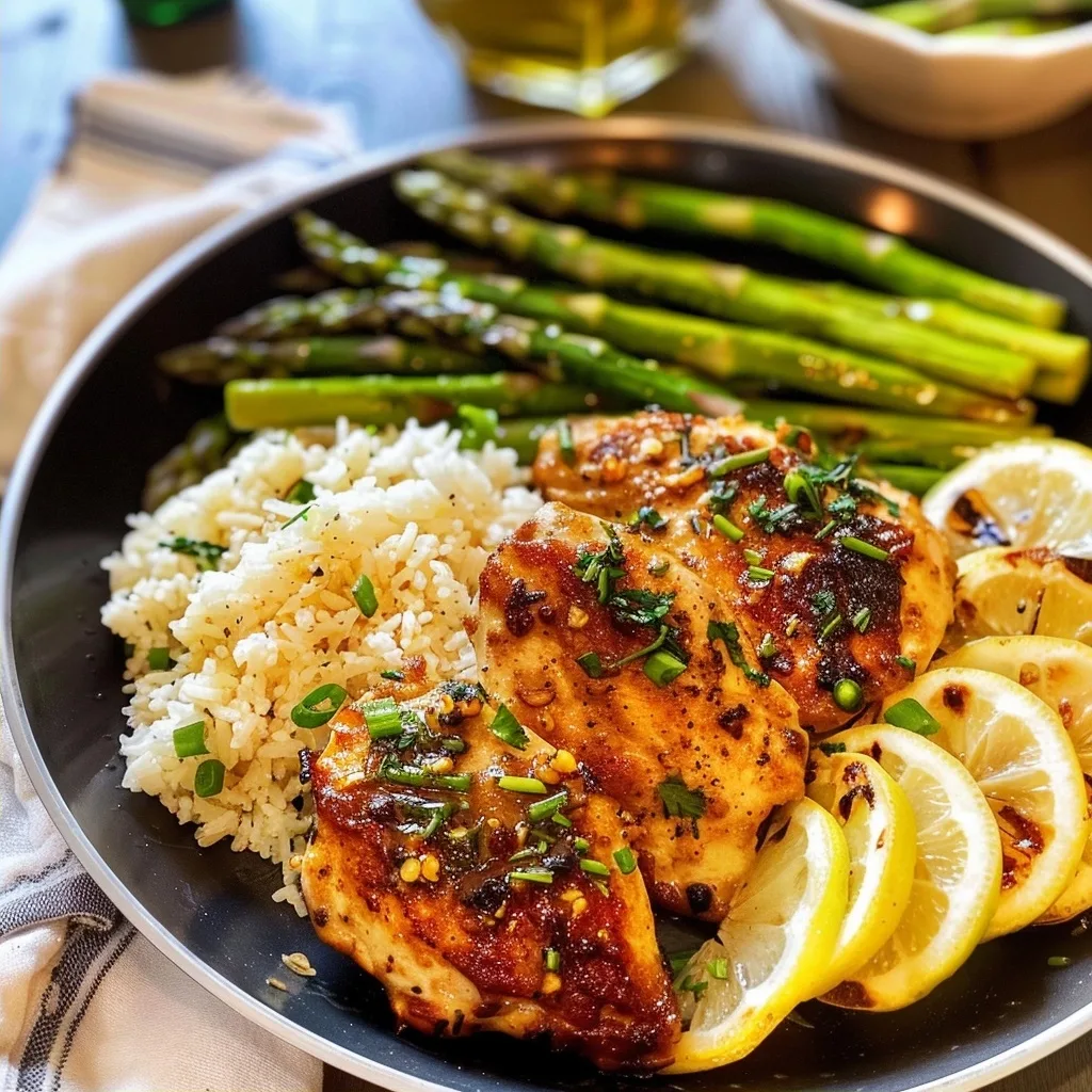 Home 42 Lemon Garlic Chicken & Asparagus Skillet Dinner
