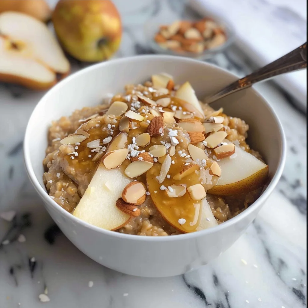 Home 59 Almond butter & pear oatmeal for a hearty breakfast