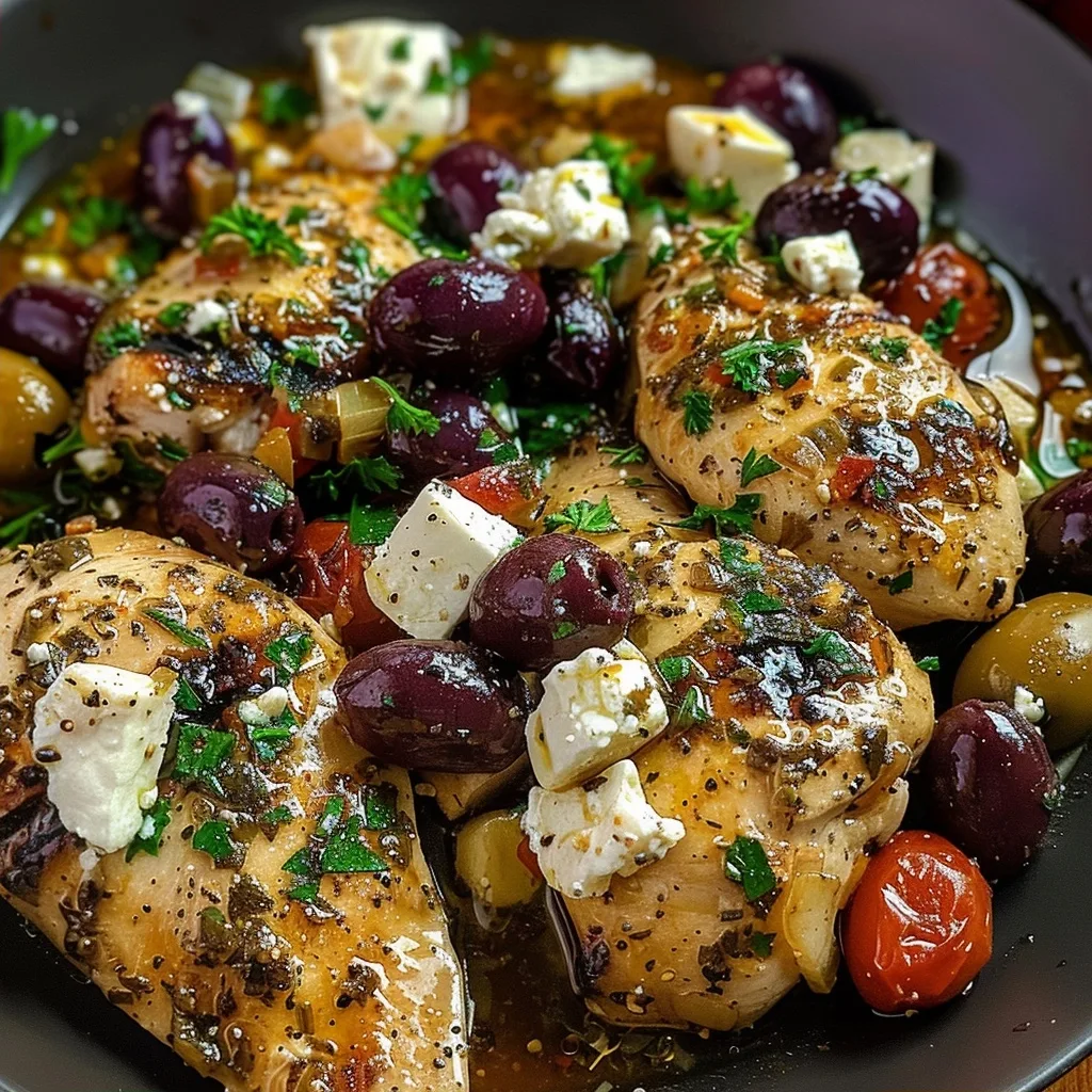 20 Easy Sheet Pan and Skillet Chicken Dinners for Busy Weeknights 8 Greek Chicken with Olives & Feta Recipe