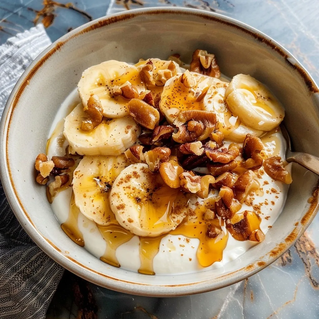 Home 64 Banana Walnut Greek Yogurt Bowl for Healthy Breakfast